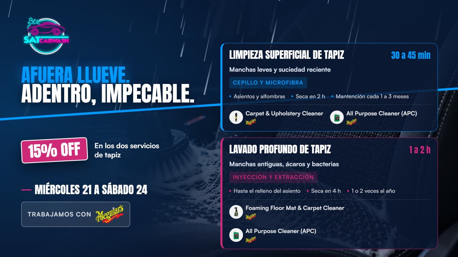 Limpieza de Tapiz — 15% OFF en Limpieza Superficial y Lavado Profundo de Tapiz