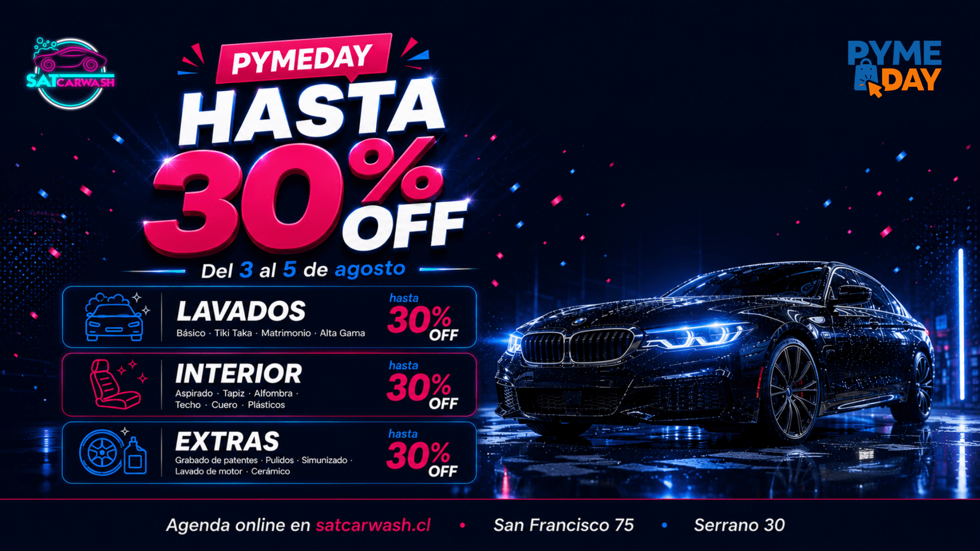 PymeDay — Hasta 30% OFF en lavados, interior y extras